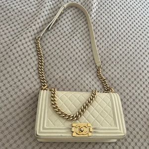 Chanel cream and gold purse